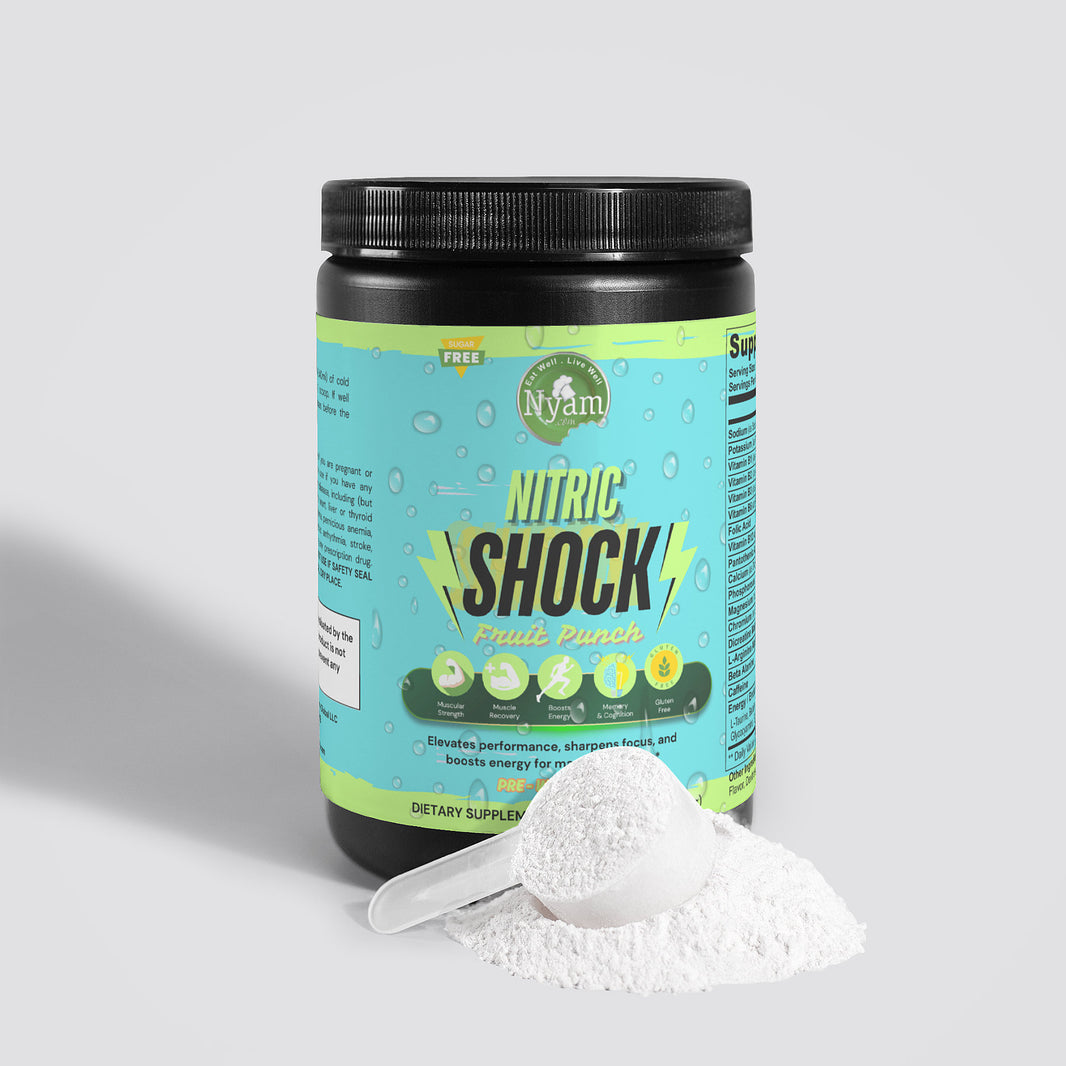 Nitric Shock Pre-Workout (Fruit Punch): Power Up with Energy, Focus, and Performance.