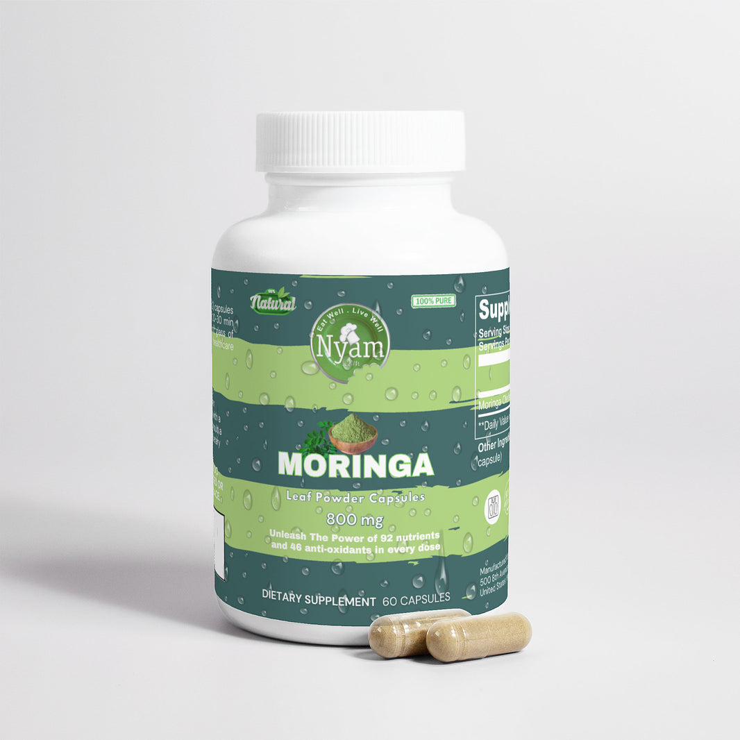 Moringa 100% pura: repleta de 92 nutrientes y 46 antioxidantes para una salud óptima.