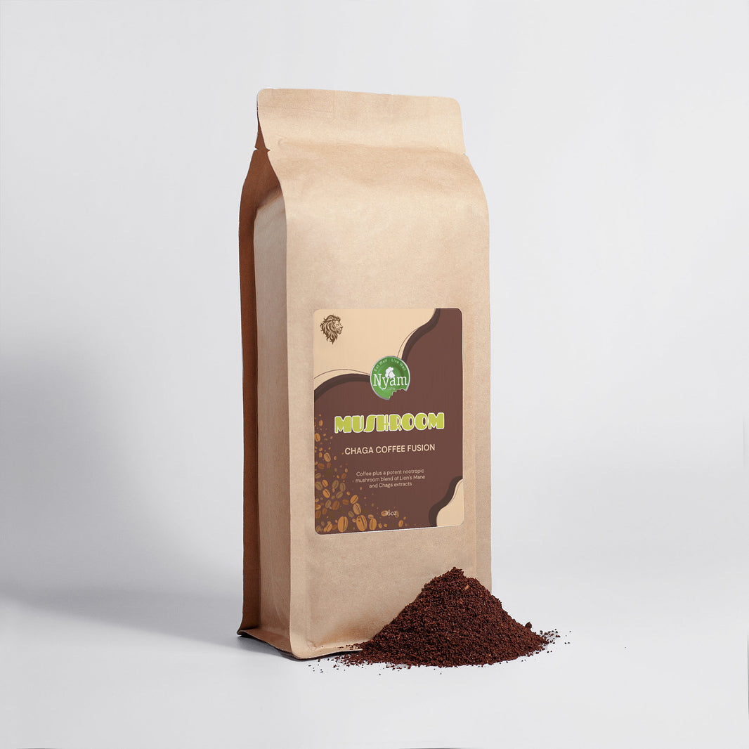 Fusión de café con hongos: melena de león y chaga para la concentración y la inmunidad (16 oz).