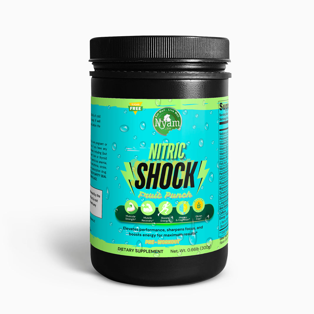 Nitric Shock Pre-Workout (Fruit Punch): Power Up with Energy, Focus, and Performance.