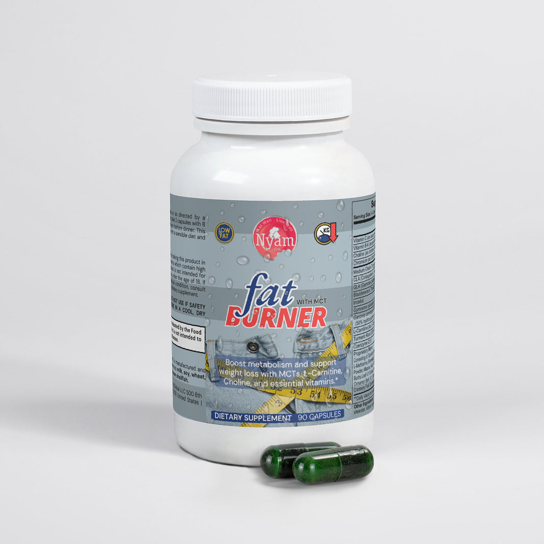 Fat Burner with MCT – Boost metabolism and support weight loss with MCTs, L-Carnitine, Choline, and essential vitamins for sustained energy and healthy liver function.