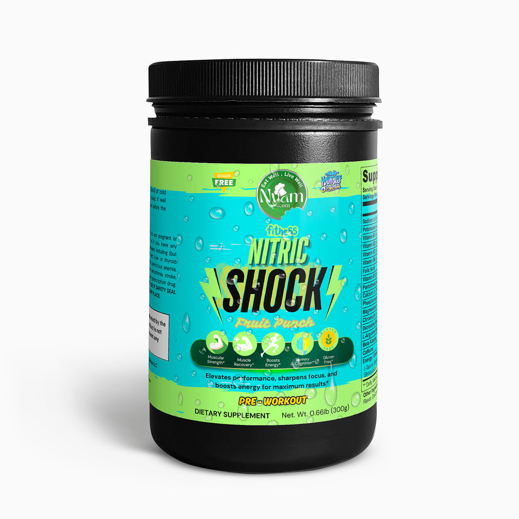 Nitric Shock Pre-Workout (Fruit Punch): Power Up with Energy, Focus, and Performance.