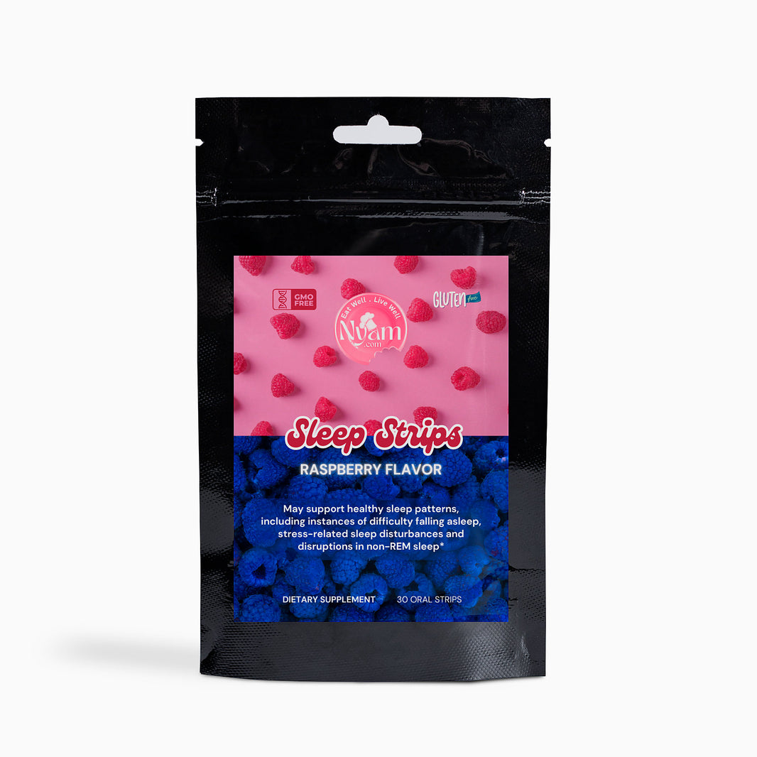 Raspberry Sleep Strips – Wake Up Refreshed with Melatonin, Valerian, Lavender, Chamomile, and Hibiscus, No Grogginess, Just Pure Energy