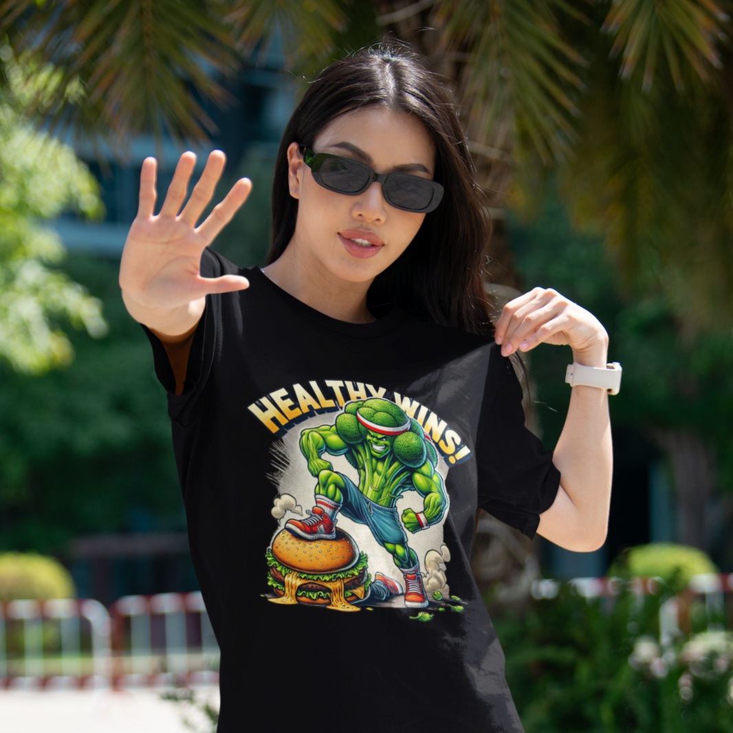 Healthy Wins: camiseta unisex de tejido pesado teñido en prenda